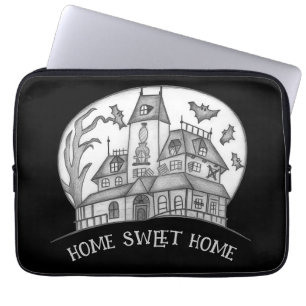 Haunted House and Bats Halloween Laptop Sleeve