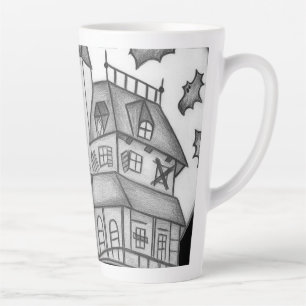 Haunted House and Bats Halloween  Latte Mug