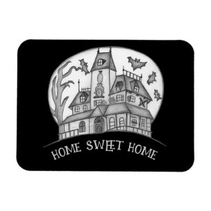 Haunted House and Bats Halloween  Magnet