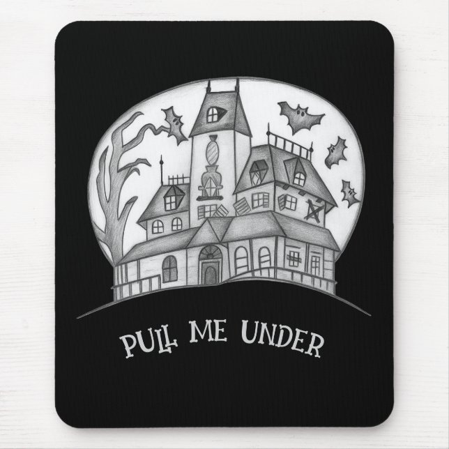 Haunted House and Bats Halloween  Mouse Pad (Front)