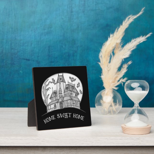 Haunted House and Bats Halloween  Plaque (Insitu)
