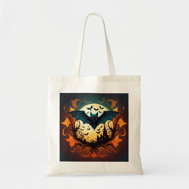 Haunted House and Bats Tote Bag (Front)