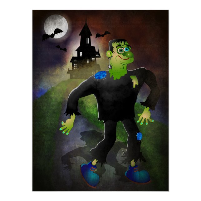 Haunted house and Cute Monster Poster (Front)