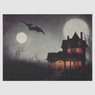 Haunted House and Flying Creature Decoupage Tissue Paper