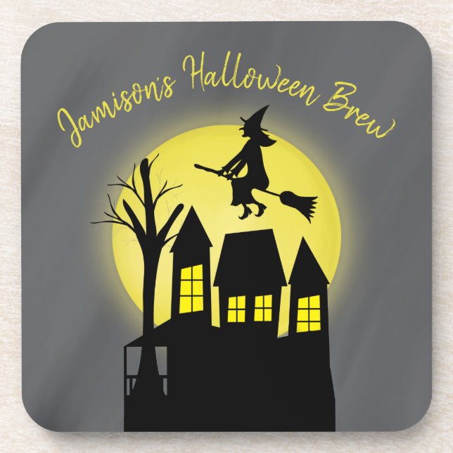 Haunted House and Flying Witch with Moonlight Coaster (Front)