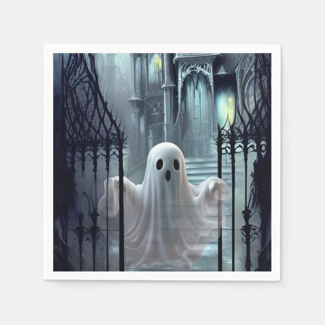Haunted House and Ghost Napkin (Front)