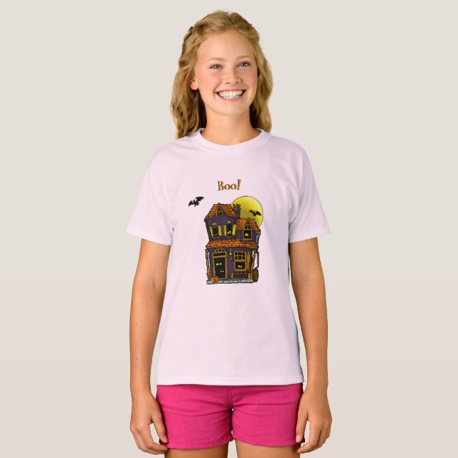 Haunted House and Ghosts Childrens T-Shirt (Front Full)