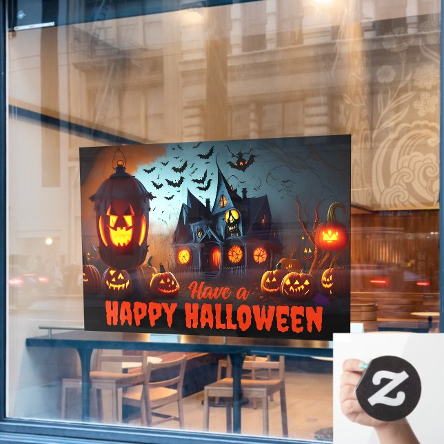 Haunted House and Jack-O-Lanerns (Cafe Window)