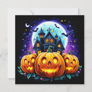 Haunted House and Jack O Lanterns Card