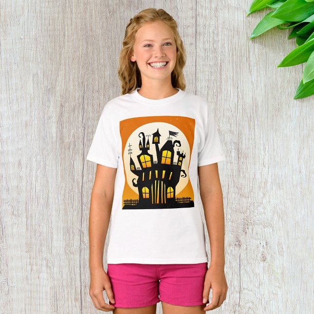 Haunted House And Moon Girls T-Shirt (Creator Uploaded)