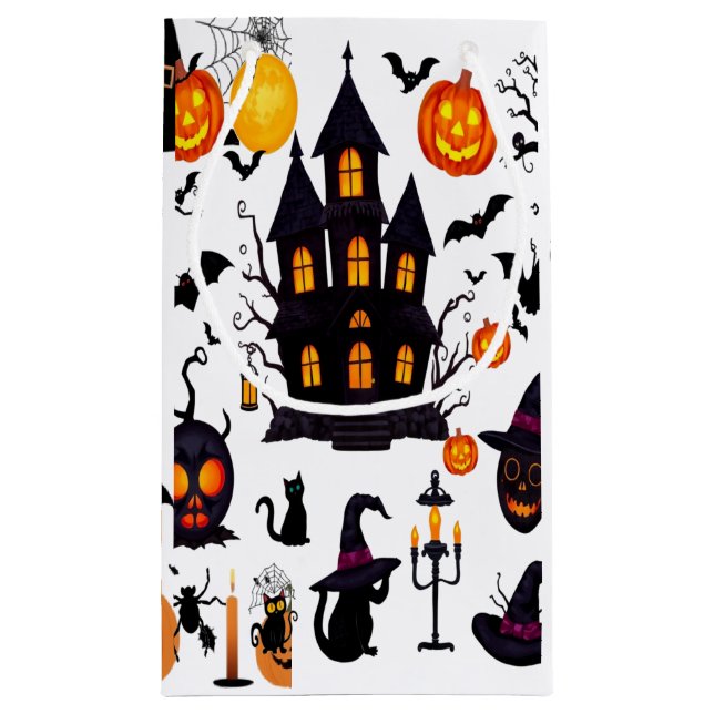 Haunted House and Pumpkin Night Small Gift Bag (Back)