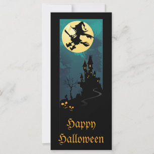 Haunted House and Witch Silhouette Bookmarks