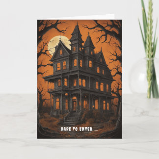 Haunted House at Night Halloween Card