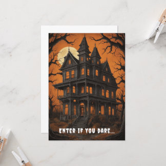 Haunted House at Night Halloween Invitation