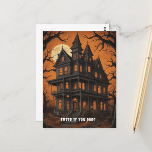 Haunted House at Night Halloween  Postcard