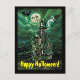 Haunted House Bat Postcard