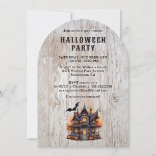 Haunted House Bats Jack O’Lantern Halloween Party Invitation