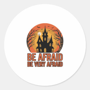 Haunted House Be Afraid Vintage Halloween Design_1 Classic Round Sticker