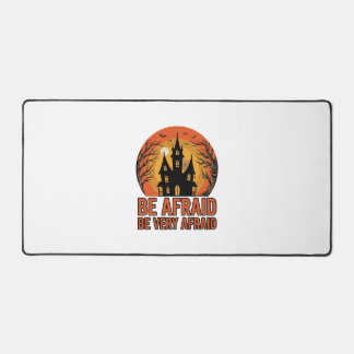Haunted House Be Afraid Vintage Halloween Design_1 Desk Mat
