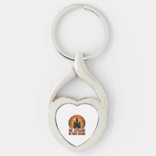 Haunted House Be Afraid Vintage Halloween Design_1 Key Ring