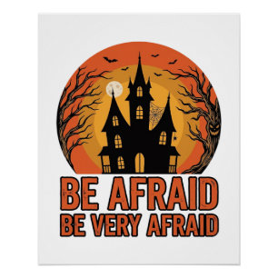 Haunted House Be Afraid Vintage Halloween Design_1 Poster