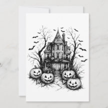 Haunted House Black and White Halloween