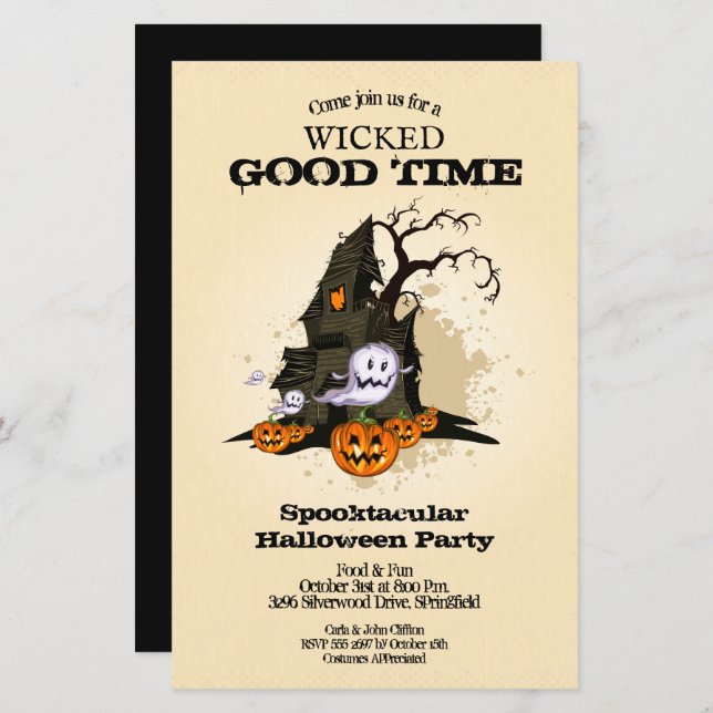 Haunted House Budget Halloween Invitations (Front/Back)
