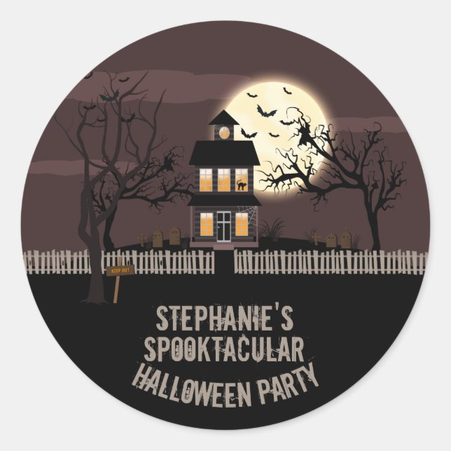 Haunted House Classic Round Sticker (Front)