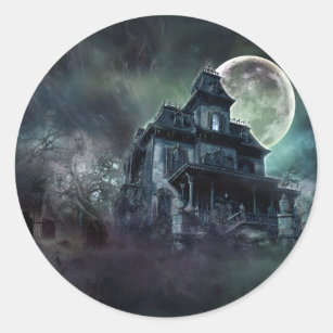 Haunted House Classic Round Sticker
