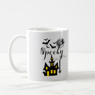 Haunted House Flying Witch Spooky Halloween Coffee Mug