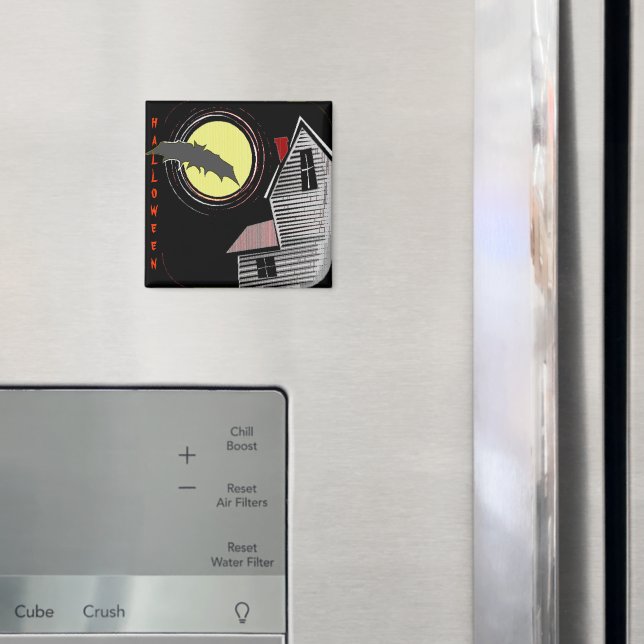 Haunted House Full Moon and Bat Magnet (In Situ (Fridge))