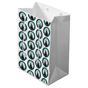 Haunted House Full Moon Bats Happy Halloween Medium Gift Bag