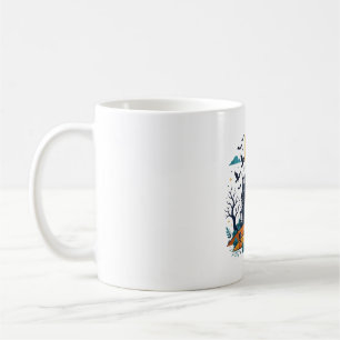 Haunted House Full Moon Bats Spooky Halloween Coffee Mug