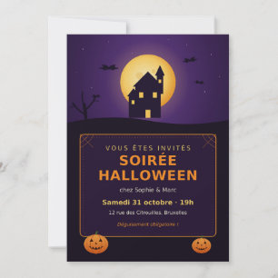 Haunted House Full Moon Pumpkins Halloween Party I Invitation