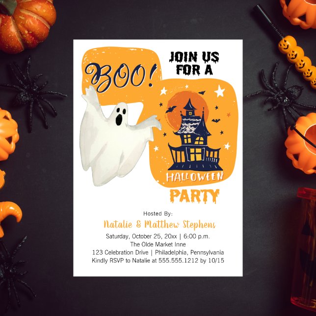 Haunted House Ghost Halloween Party Invitation (Haunted House Ghost Halloween Party Invitation)