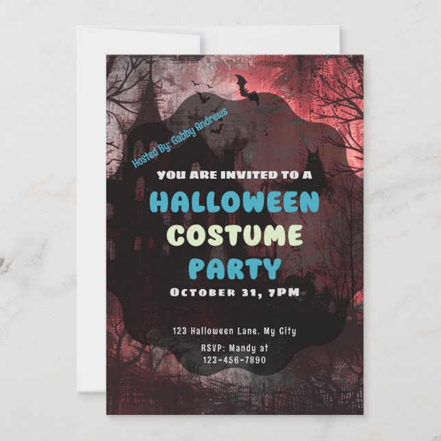 Haunted House Ghosts Jack-O' Lantern Halloween Invitation (Front)