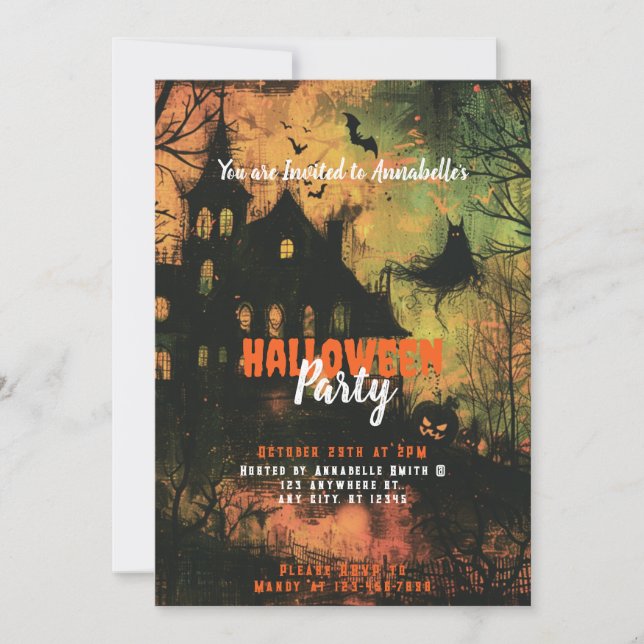 Haunted House Ghosts Scary Halloween Party Invitation (Front)