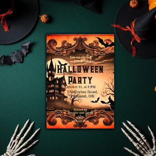 Haunted House Gothic Victorian Vintage Halloween  Invitation