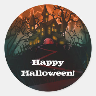 Haunted House Graveyard Halloween Party Classic Round Sticker