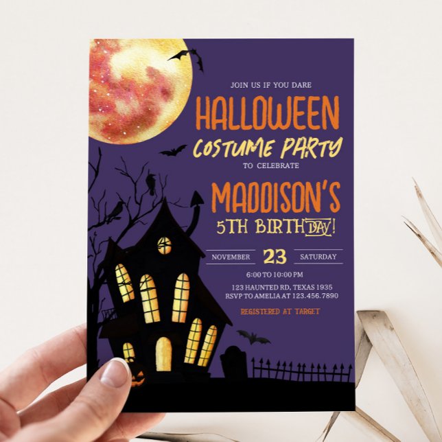 Haunted House Halloween Birthday Costume Party Invitation (Halloween Birthday Costume Party Invitation)