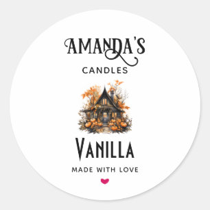 Haunted House Halloween Candle Business Classic Round Sticker