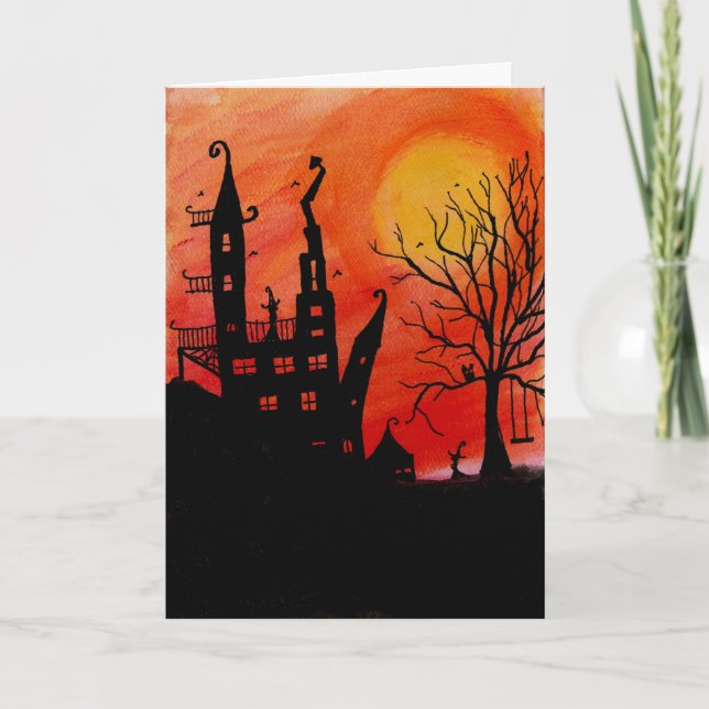 Haunted House Halloween Card (Front)