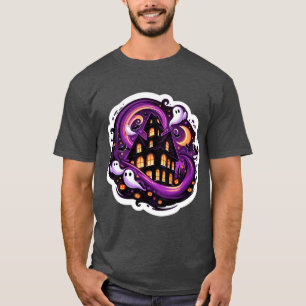 Haunted House Halloween Ghosts, Pumpkins & Bats T-Shirt