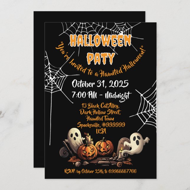 👻 Haunted House Halloween  Invitations🎃🕷️ Invitation (Front/Back)