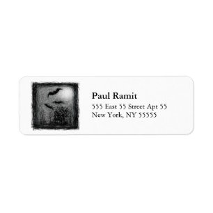 Haunted House Halloween Label Grey Return Address Label