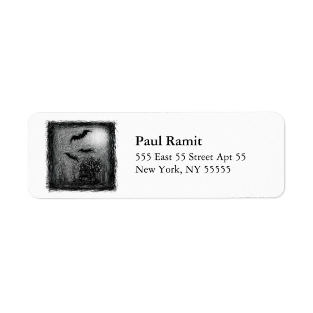 Haunted House Halloween Label Grey Return Address Label (Front)