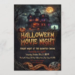 Haunted House Halloween Movie Night Invitation
