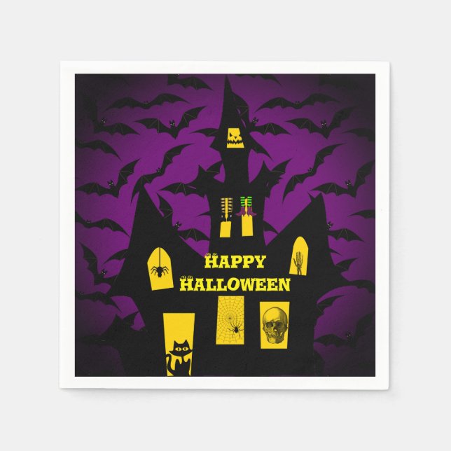 Haunted House Halloween Paper Napkins (Front)