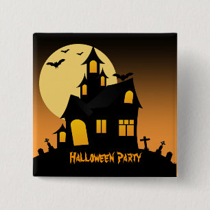 Haunted House Halloween Party Button