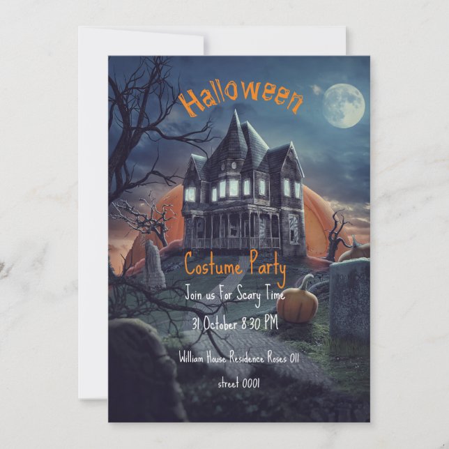 Haunted House Halloween Party Cards (Front)